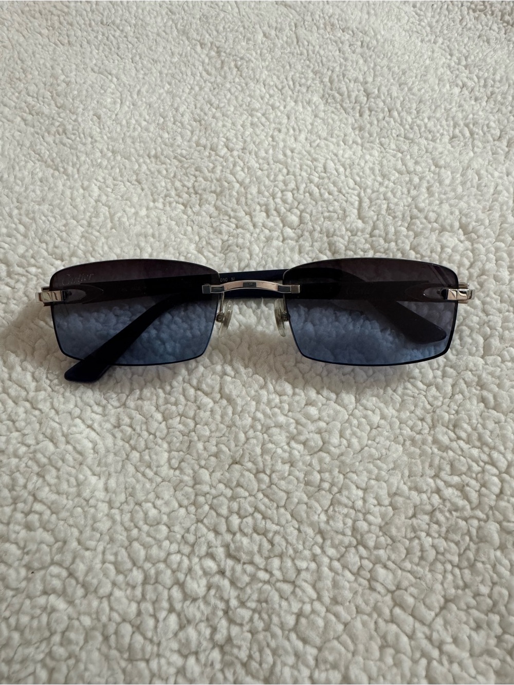 Cartier Navy and Silver Sunglasses Temple Detail